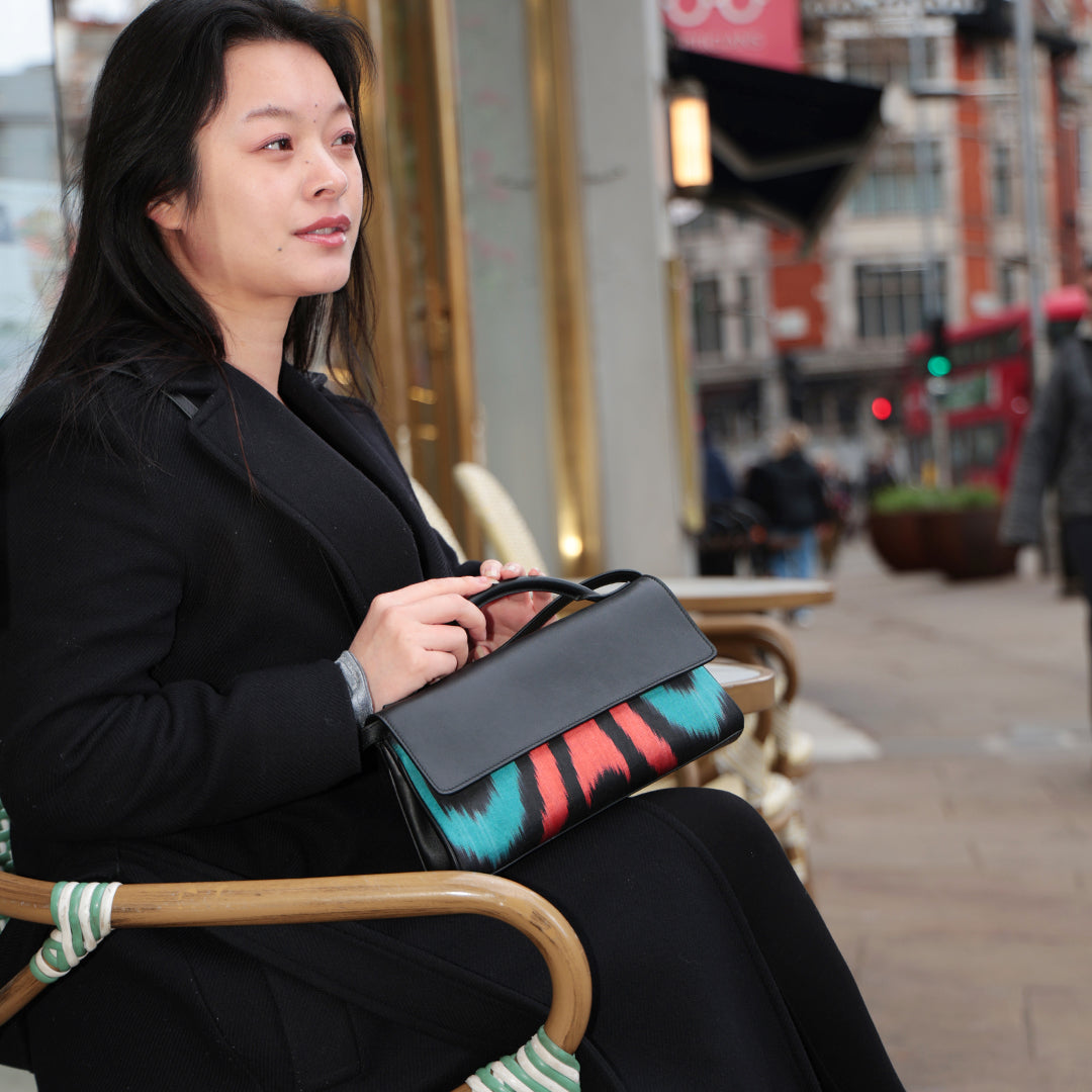 Fergana Ikat & Leather Clutch Bag