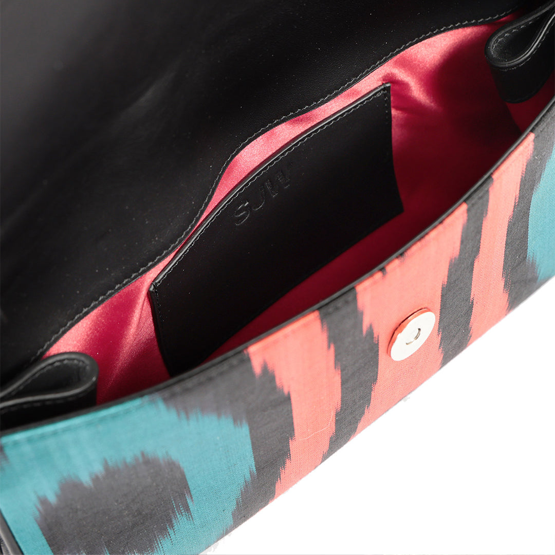 Fergana Ikat & Leather Clutch Bag