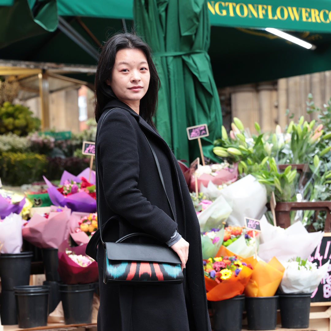 Fergana Ikat & Leather Clutch Bag