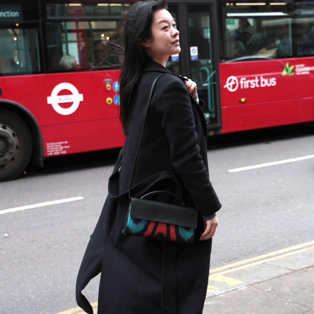 Fergana Ikat & Leather Clutch Bag