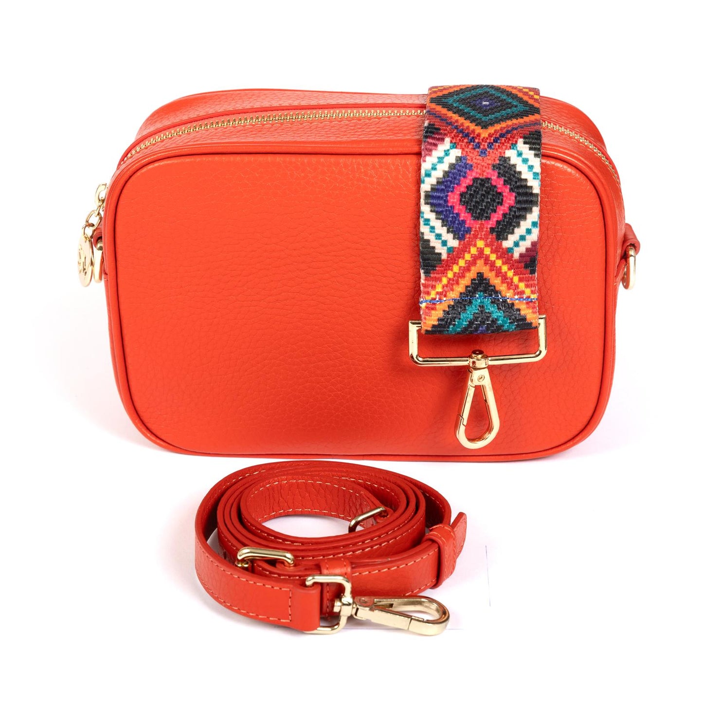 Little Venice Leather Bag with two interchangeable straps - Burnt / Orange