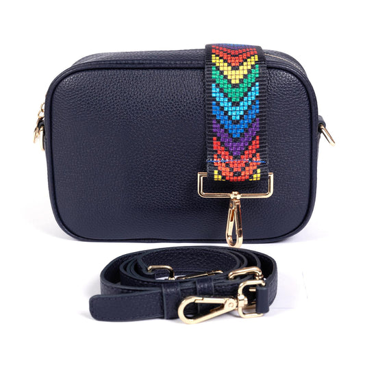 Little Venice Leather Bag with two interchangeable straps - Navy