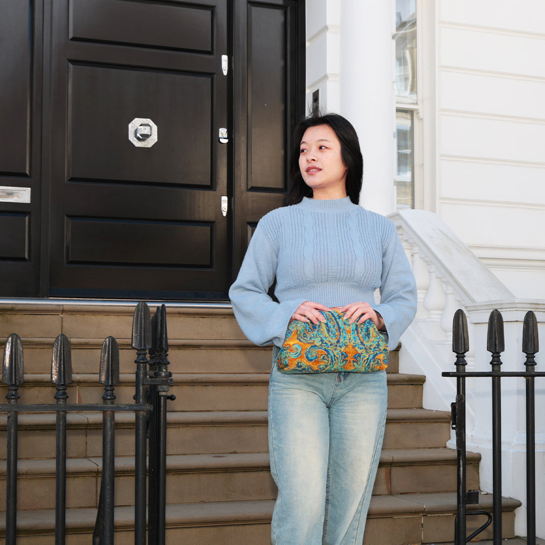 Serai Paisley Clutch Saffron Yellow