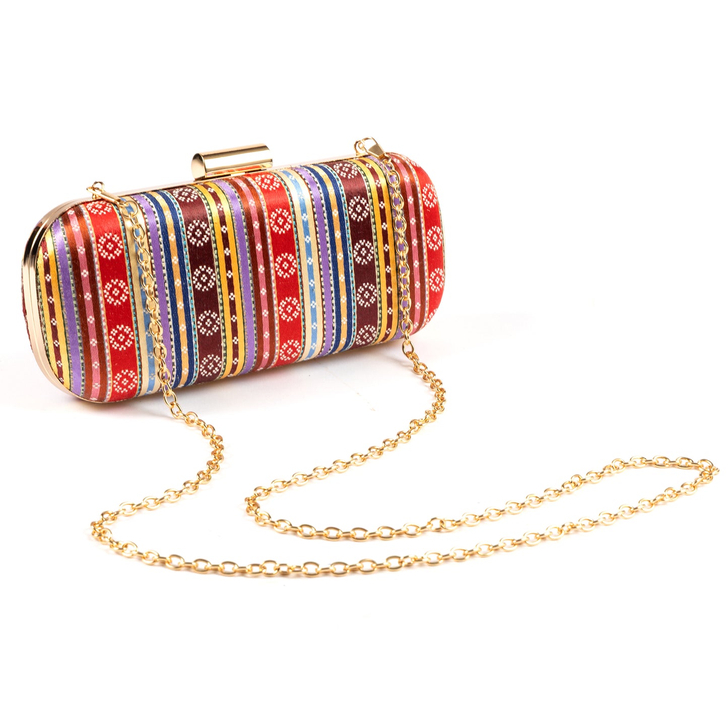 Antebi Minaudière - Burgundy/Pink/Yellow/Blue Stripes