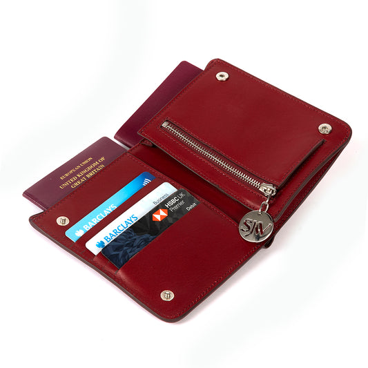 Alma Leather Travel Wallet-Burgundy