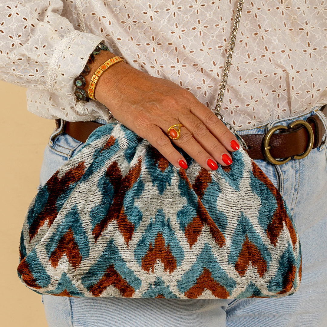 Victoria Ikat Bag Blue/Brown