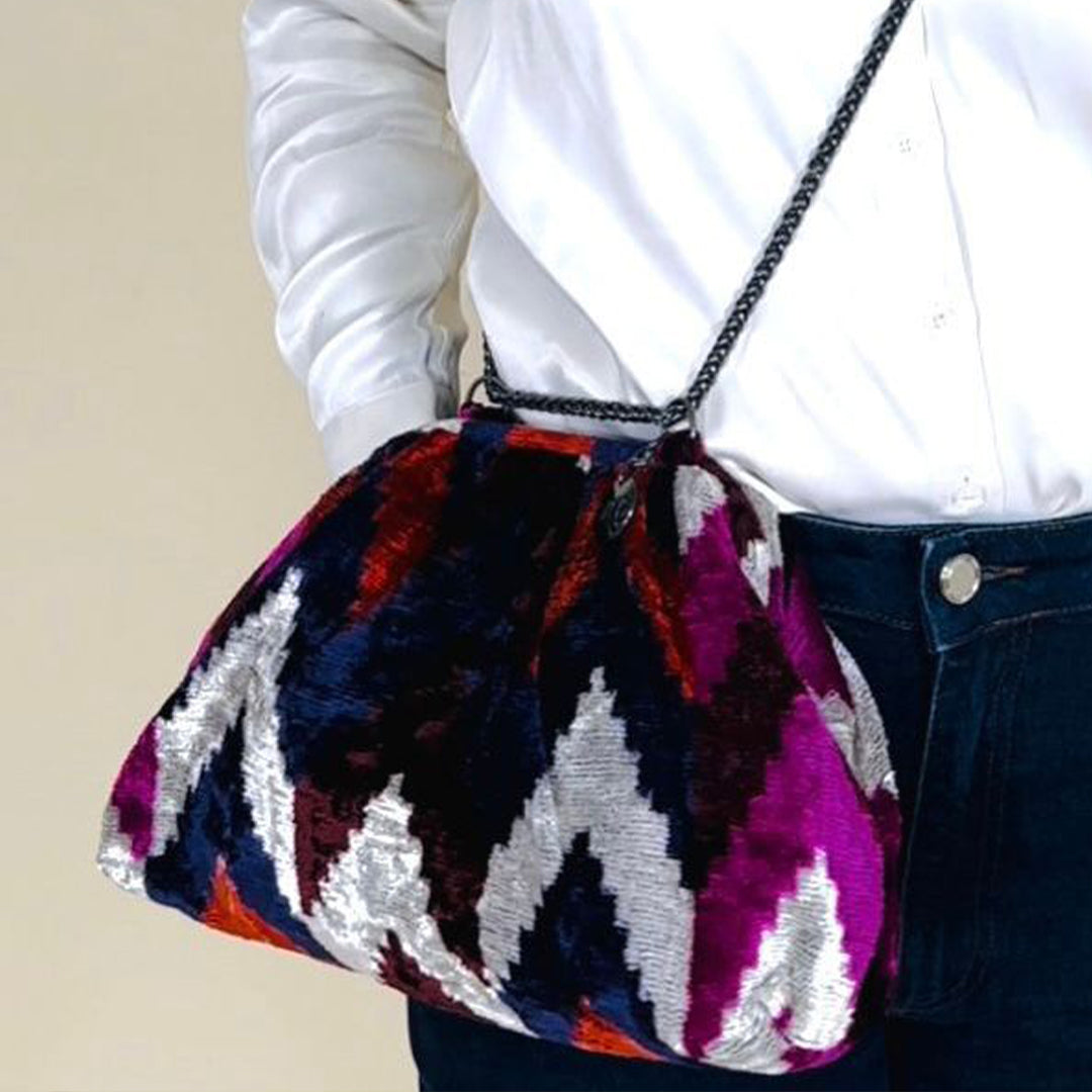 Victoria Ikat Bag Purple/Fuschia/Cream