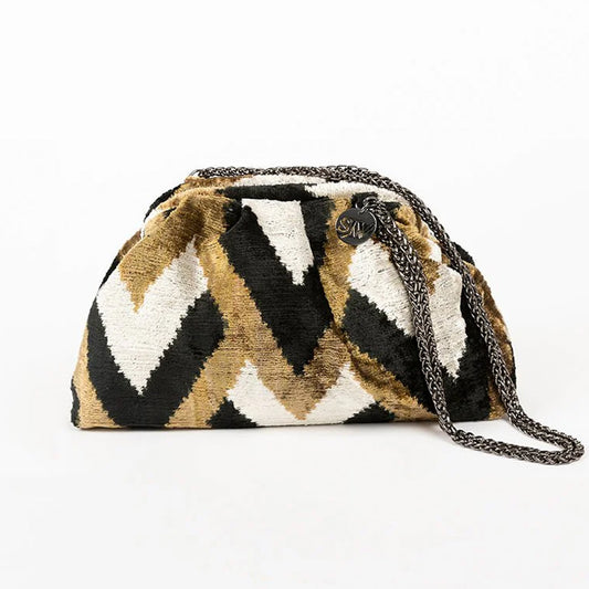 Victoria Ikat Multicolour Bag - Cream/ Taupe/ Black