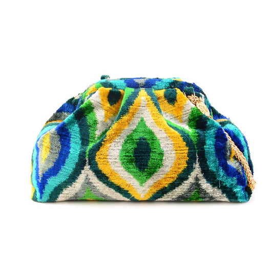 Victoria Ikat Multicolour Bag - Green/ Bright Yellow/ Cobalt/ Turquoise/ Ecru/ Teal