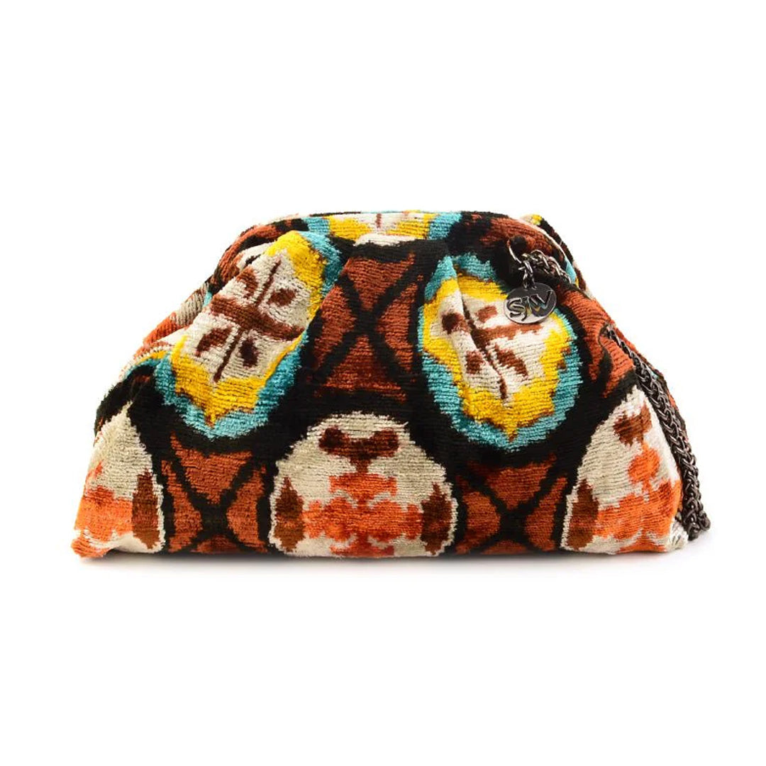 Victoria Ikat Multicolour Bag - Toffee/ Orange/ Ecru/ Bright Yellow/ Turquoise/ Black