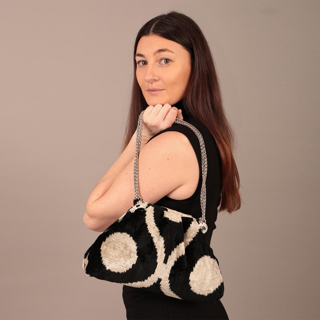 Victoria Ikat Multicolour Bag - Black / Off White