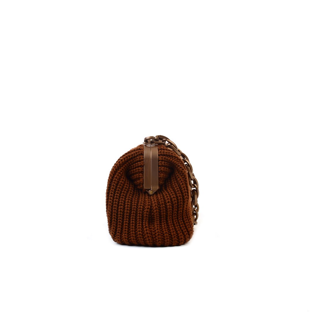 Balmoral Knitted Purse Clutch - Cinnamon - SJW BAGS LONDON