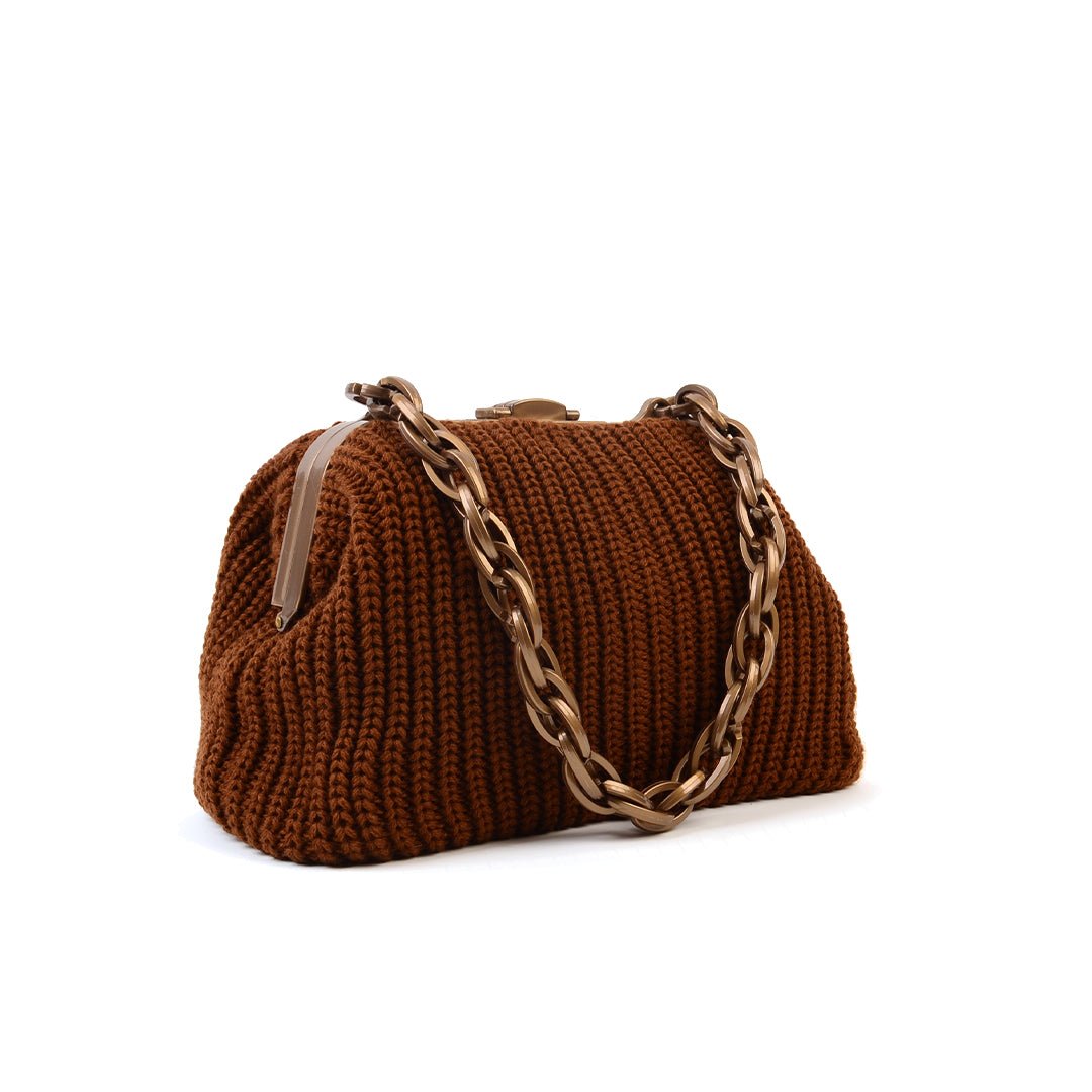 Balmoral Knitted Purse Clutch - Cinnamon - SJW BAGS LONDON