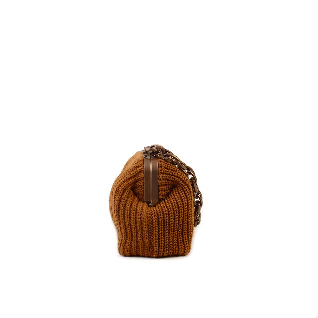 Balmoral Knitted Purse Clutch - Ochre - SJW BAGS LONDON