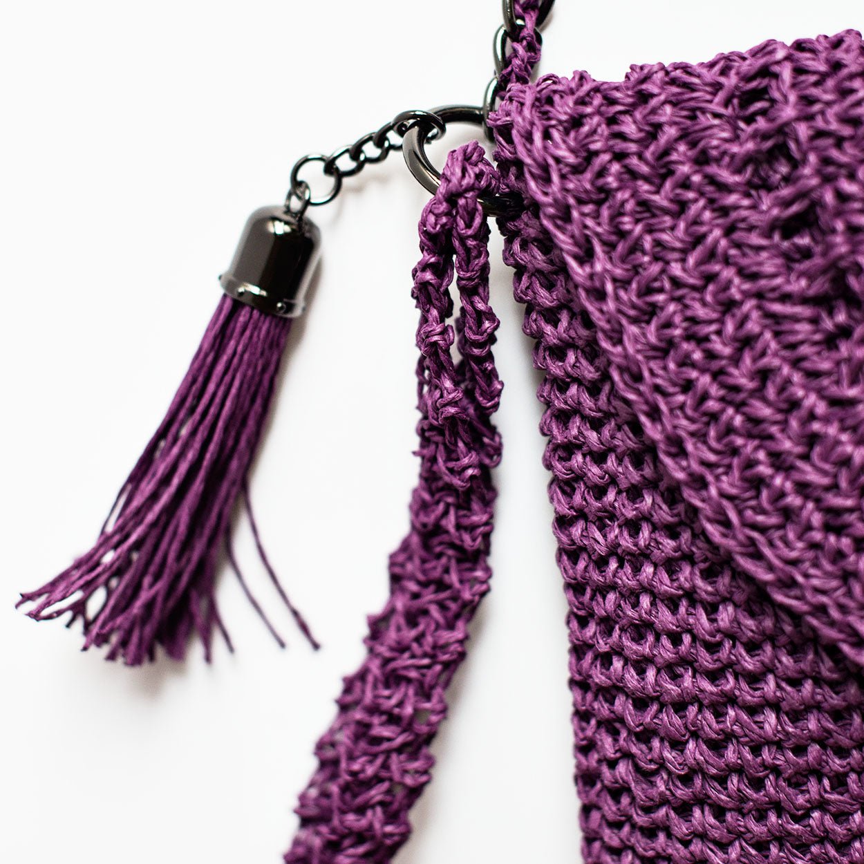 Grace Bag hand crocheted with sustainable paper yarn - Purple - SJW BAGS LONDON