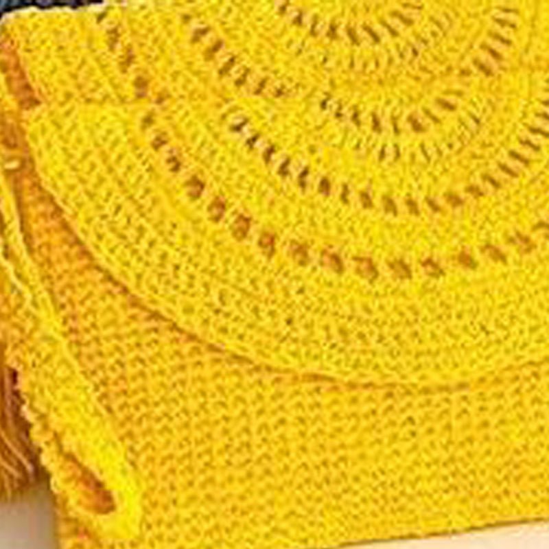 Grace Bag hand crocheted with sustainable paper yarn - Yellow - SJW BAGS LONDON