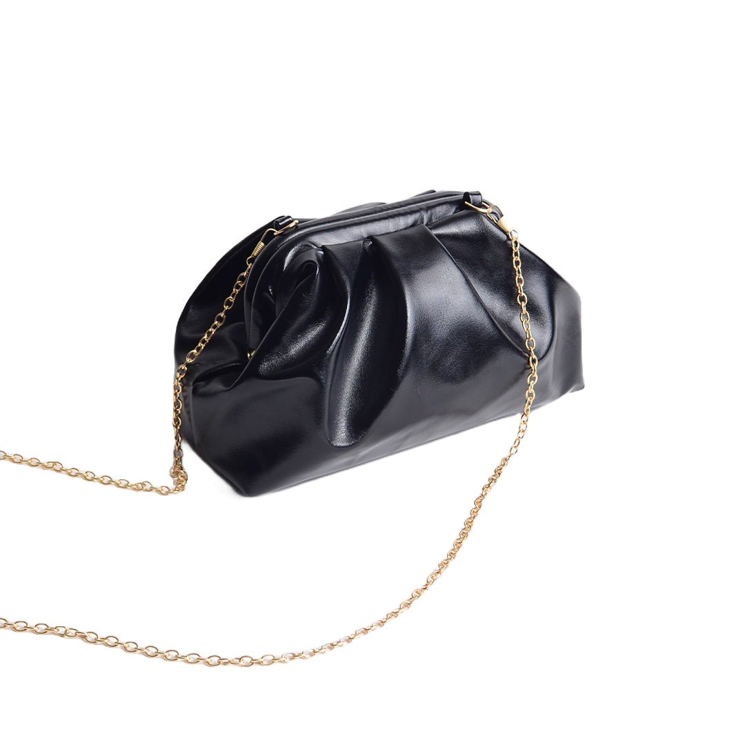 Greville Metallic Clutch Bags - Black - SJW BAGS LONDON