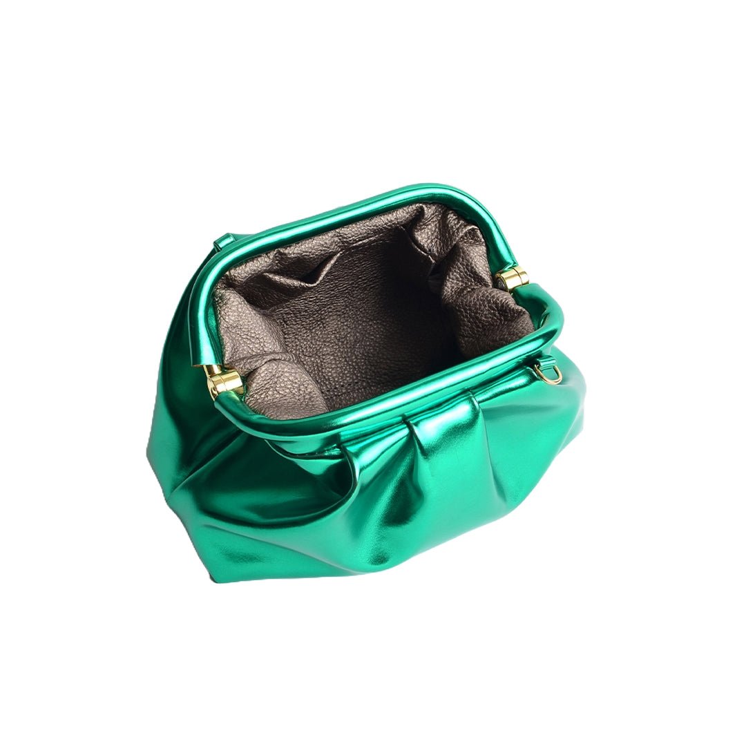 Greville Metallic Clutch Bags - Jade Green - SJW BAGS LONDON