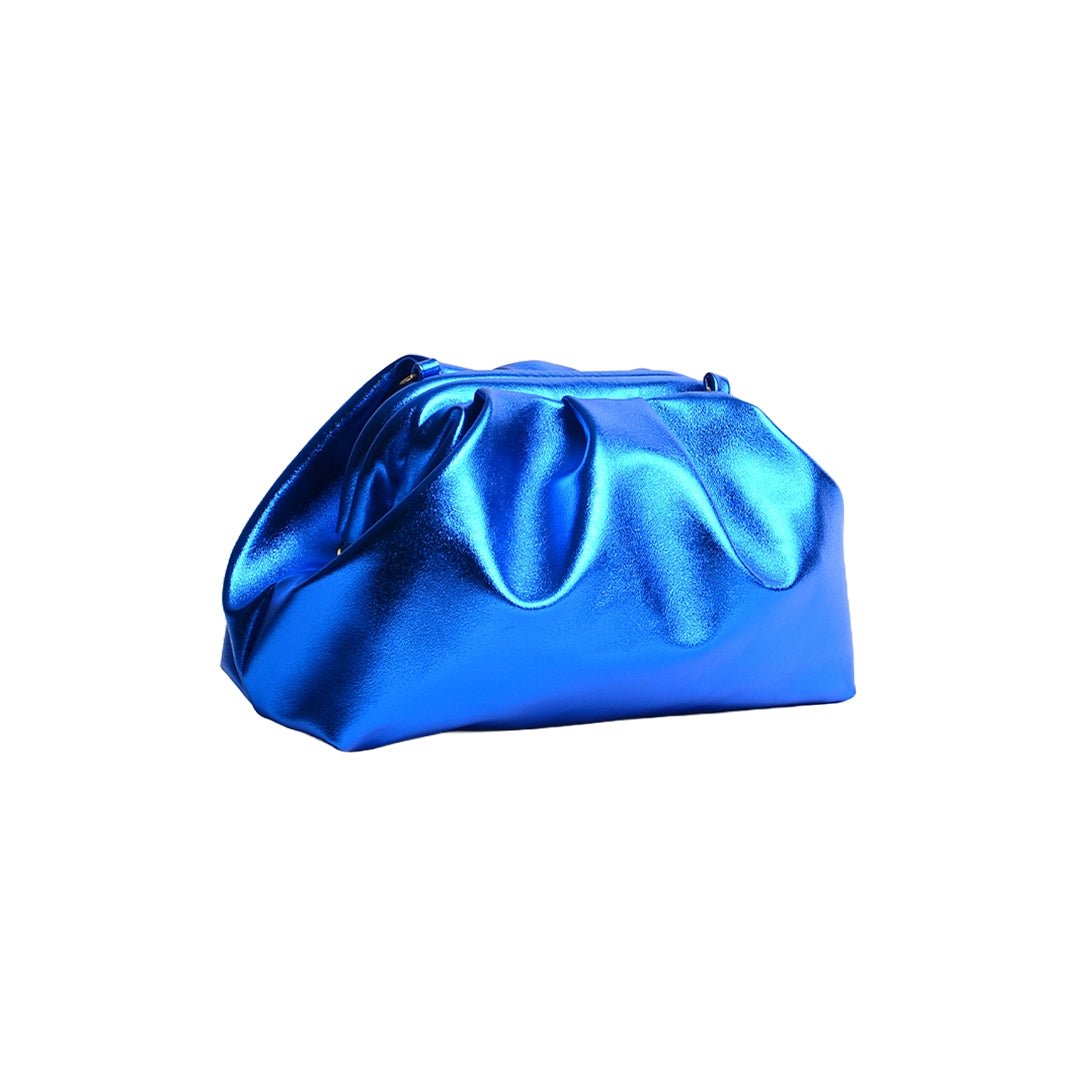 Greville Metallic Clutch Bags - Midnight Blue - SJW BAGS LONDON