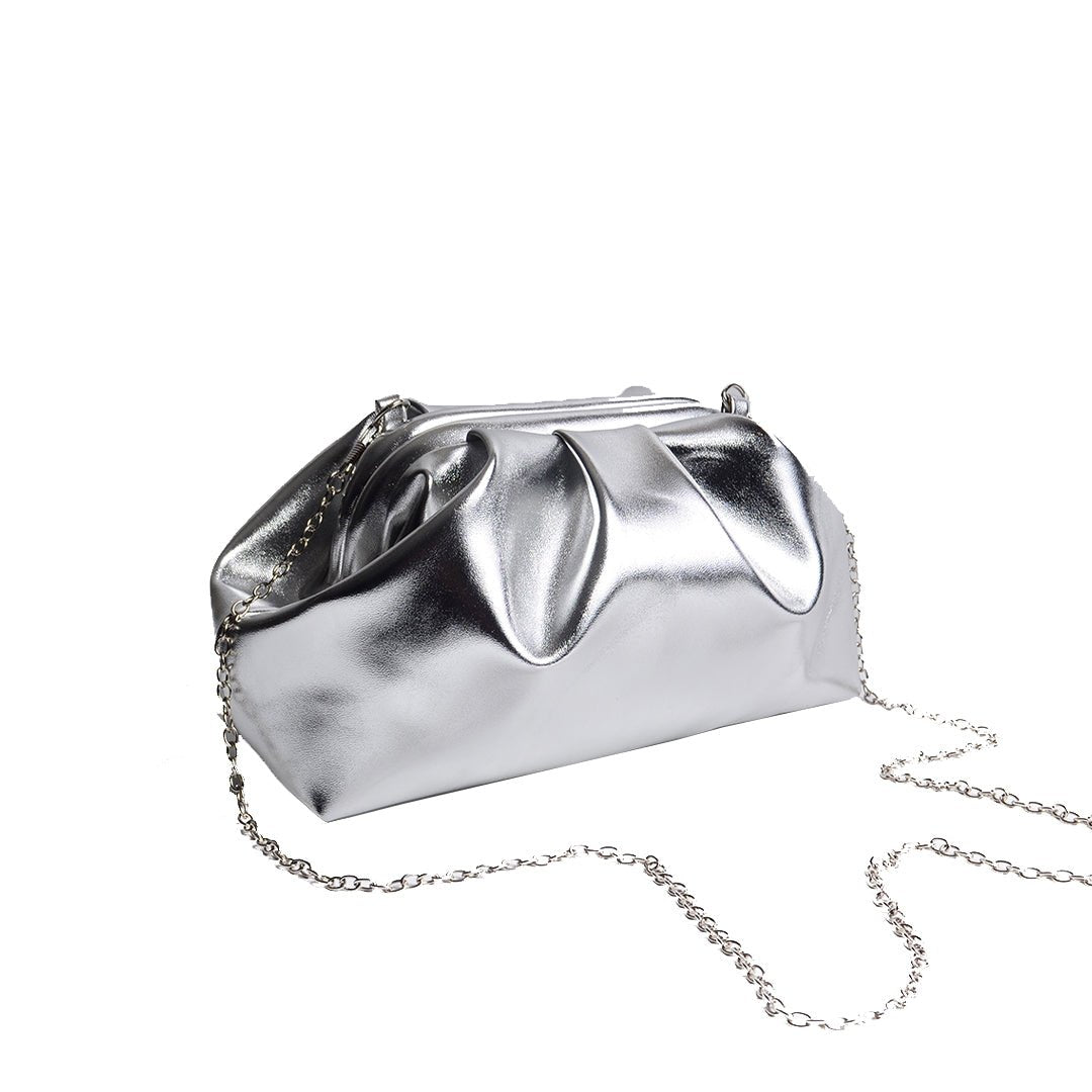 Greville Metallic Clutch Bags - Silver - SJW BAGS LONDON