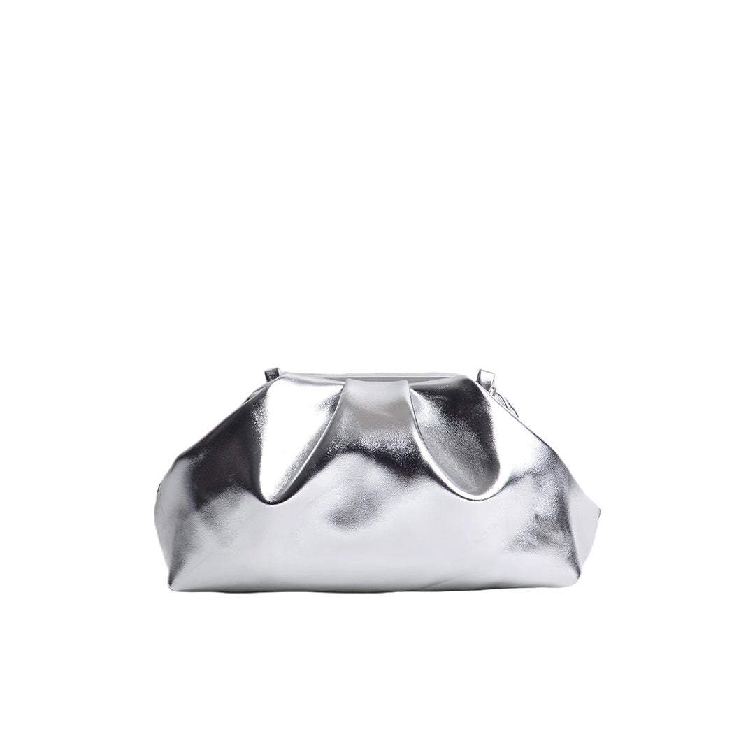 Greville Metallic Clutch Bags - Silver - SJW BAGS LONDON