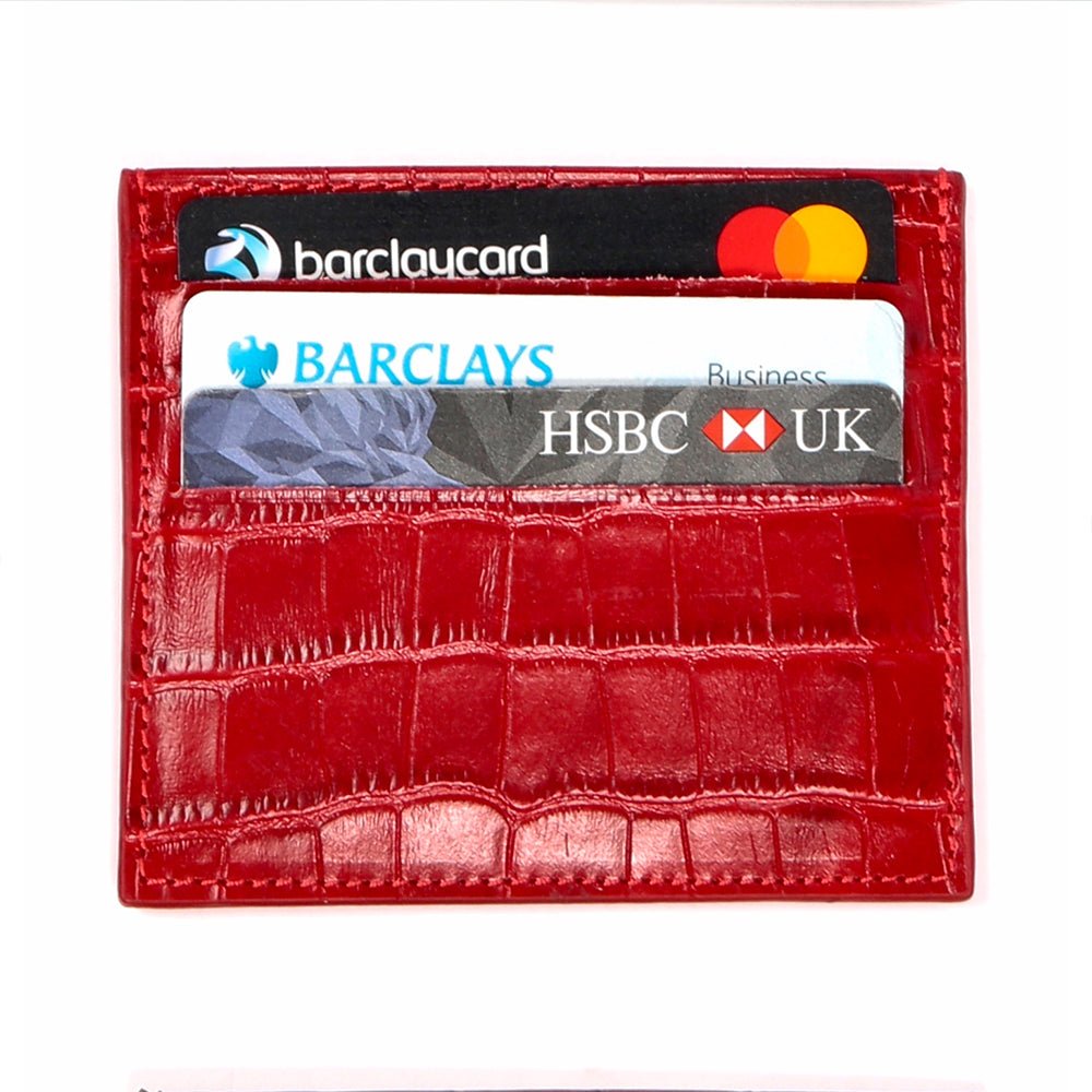 Laurent Croco Embossed Leather Cardholders Mini Wallets - SJW BAGS LONDON