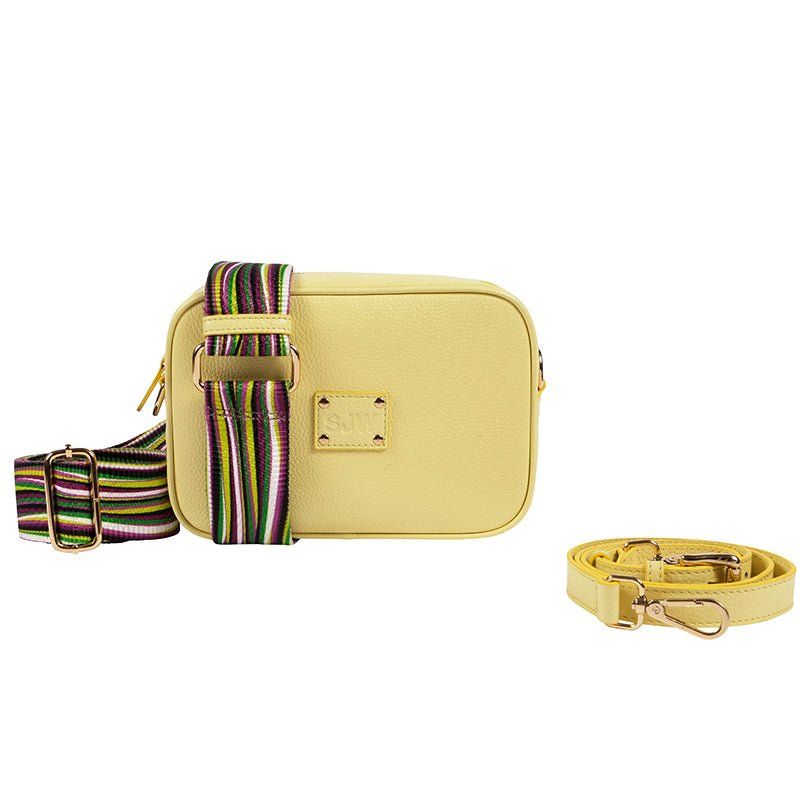 Little Venice Leather Bag with two interchangeable straps - Light Yellow - SJW BAGS LONDON