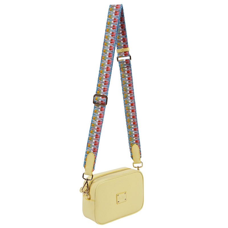 Little Venice Leather Bag with two interchangeable straps - Light Yellow - SJW BAGS LONDON