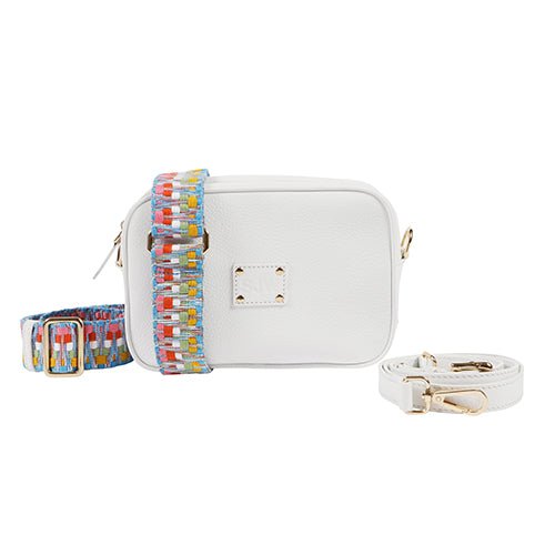 Little Venice Leather Bag with two interchangeable straps - White - SJW BAGS LONDON