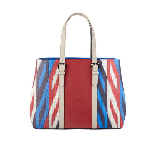 Lord's Sustainable Ikat Tote Bag with Leather Shoulder Straps - SJW BAGS LONDON