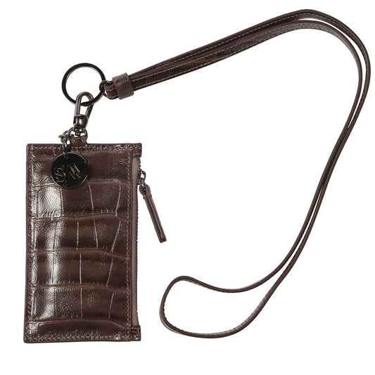 Nicky Leather Neck Wallet In Dark Chocolate - SJW BAGS LONDON