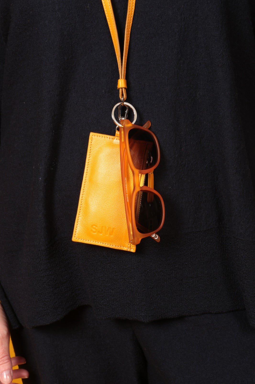 Nicky Leather Neck Wallet In Dark Yellow - SJW BAGS LONDON