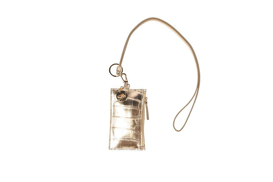 Nicky Leather Neck Wallet In Gold - SJW BAGS LONDON