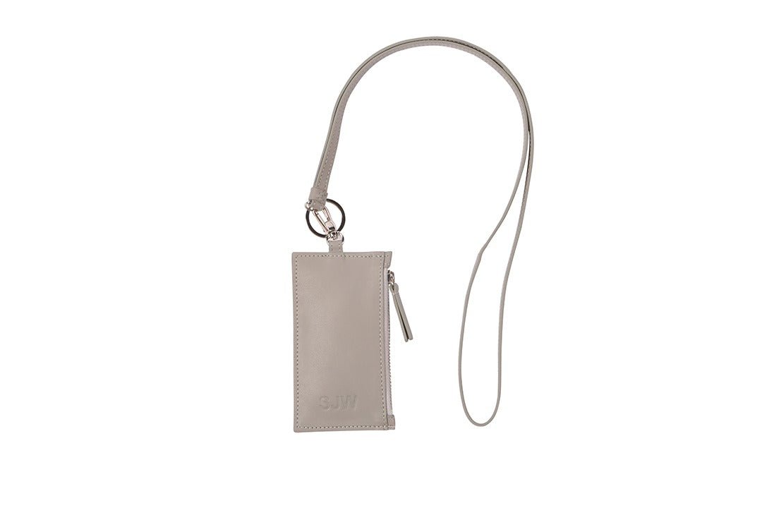 Nicky Leather Neck Wallet In Grey - SJW BAGS LONDON