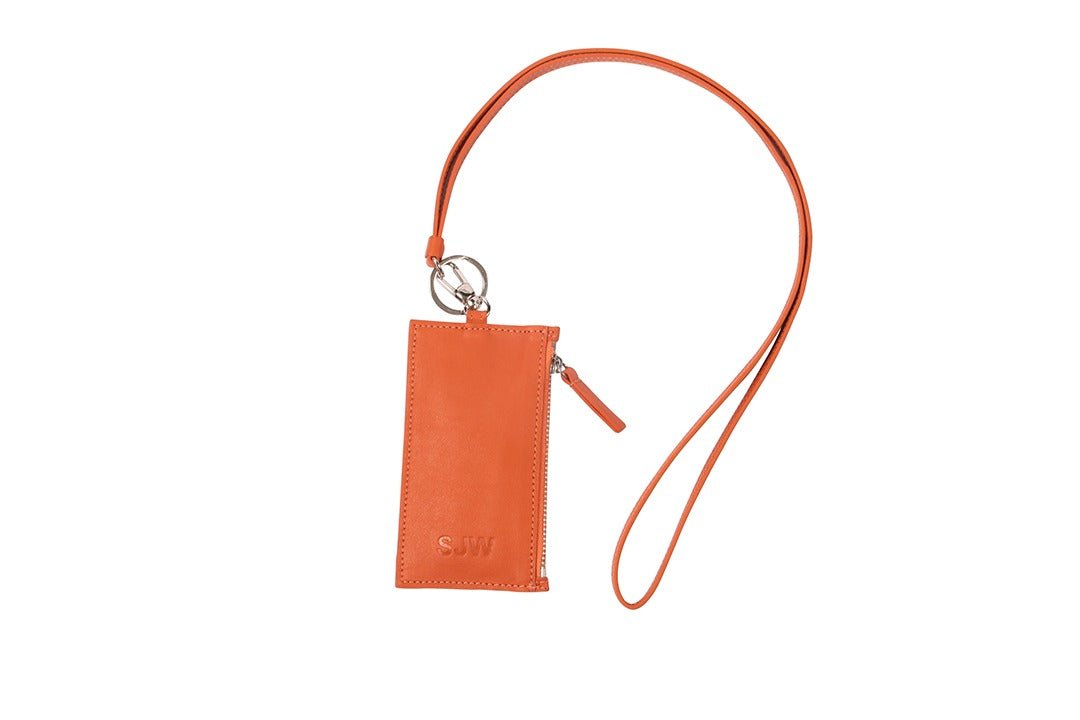 Nicky Leather Neck Wallet In Orange - SJW BAGS LONDON