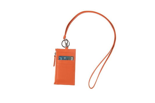 Nicky Leather Neck Wallet In Orange - SJW BAGS LONDON