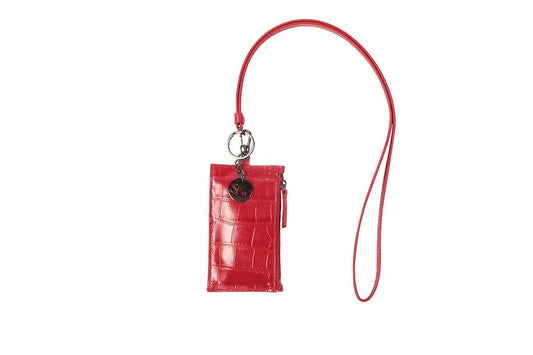 Nicky Leather Neck Wallet In Red - SJW BAGS LONDON