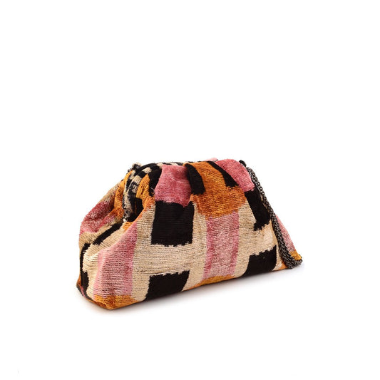 Victoria Ikat Mini Pouch Bag - Cream/ Dusky Pink/ Ochre/ Black - SJW BAGS LONDON