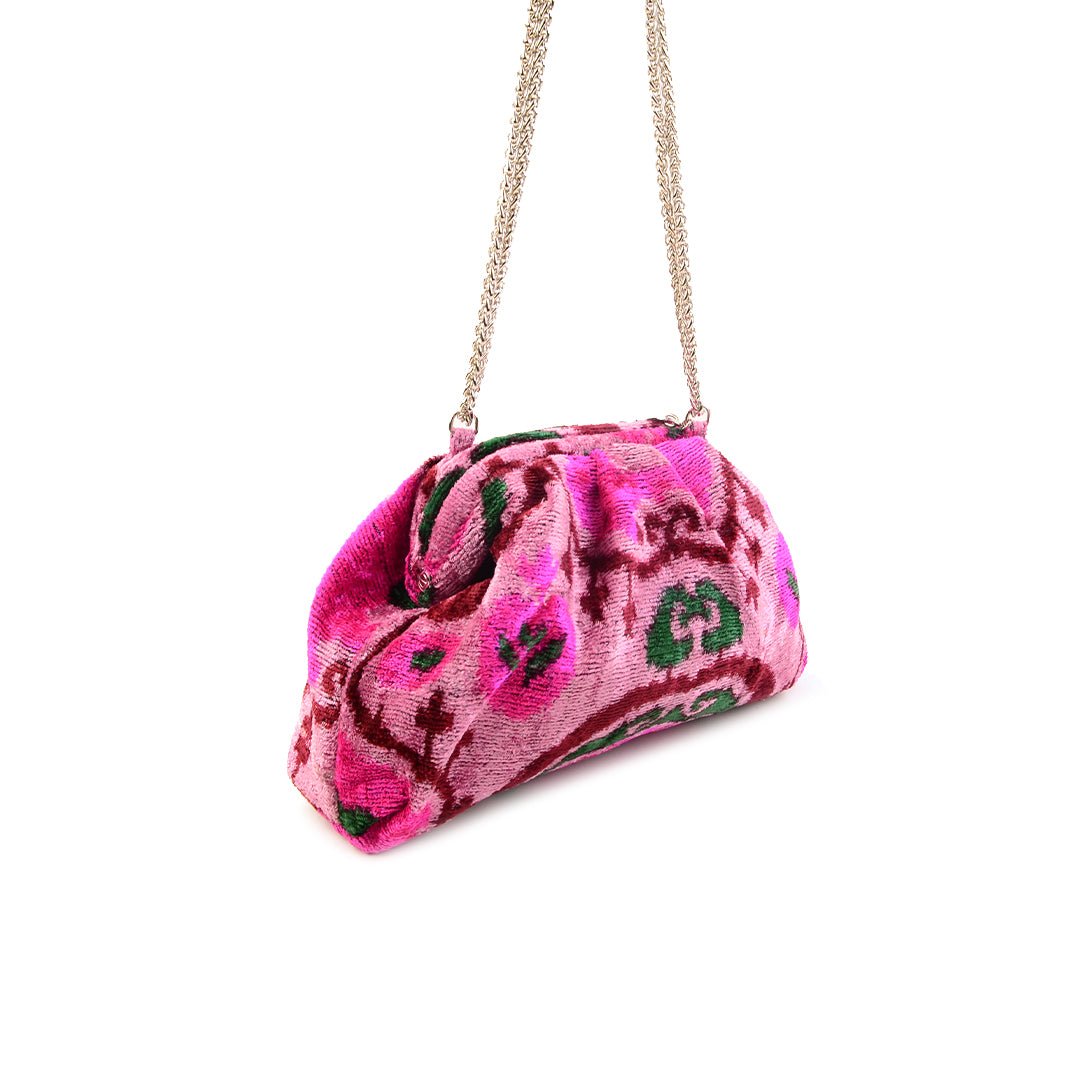 Victoria Ikat Mini Pouch Bag - Pink/ Shocking Pink/ Wine/ Emerald - SJW BAGS LONDON