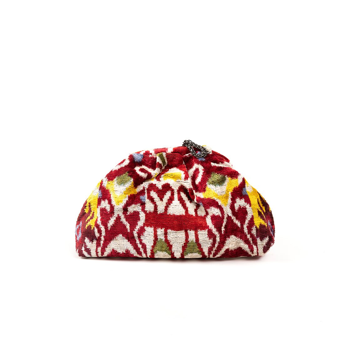 Victoria Ikat Pouch Bag-Cream/ Red/ Blue /Yellow - SJW BAGS LONDON