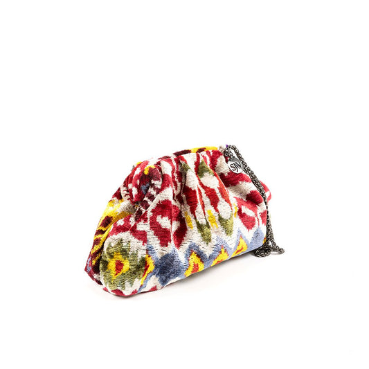 Victoria Ikat Pouch Bag-Cream/ Red/ Blue /Yellow - SJW BAGS LONDON